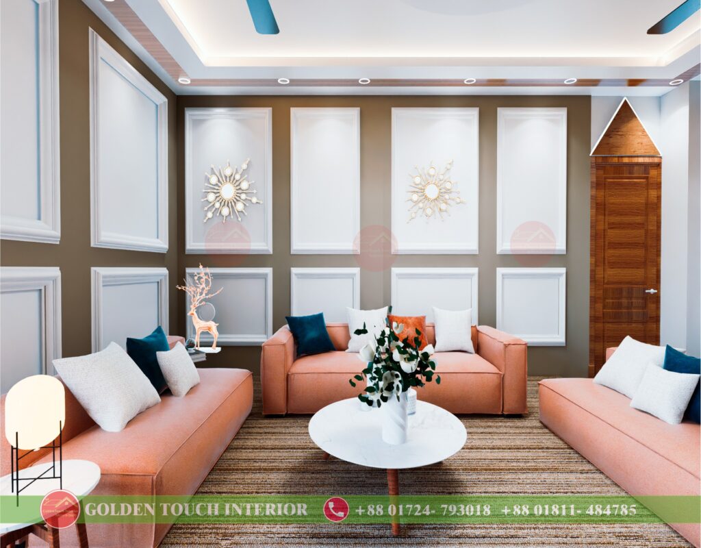 Interior design projects showcasing creativity and elegance by Golden Touch Interior, specialists in residential and commercial spaces in Bangladesh.